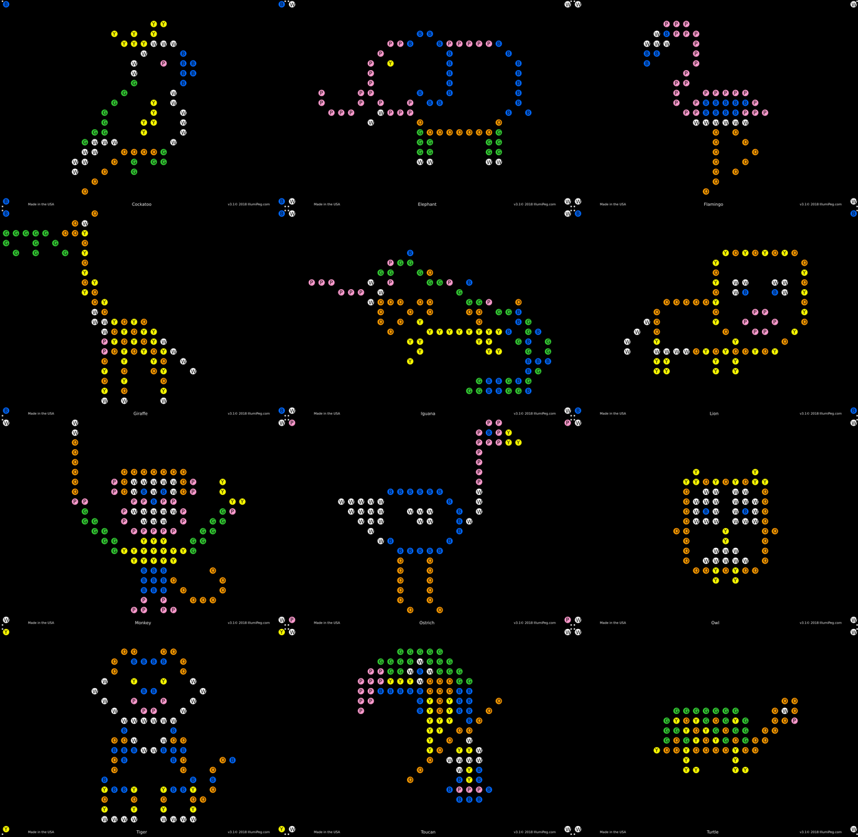 Lite Brite Refill: Zoo | Patterns For Create With Light/Magic Screen ...